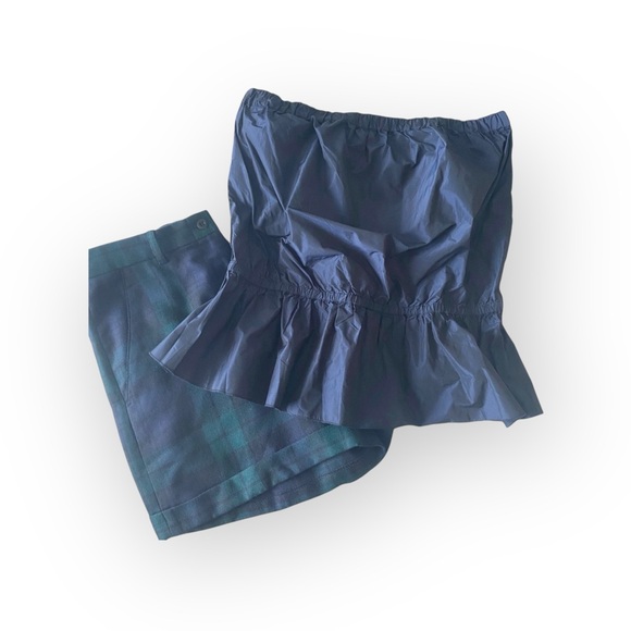new 7 for All Mankind® ㋛ Shiny Taffeta Strapless Peplum Top  ㋛ Midnight Navy ㋛ L - Picture 6 of 16